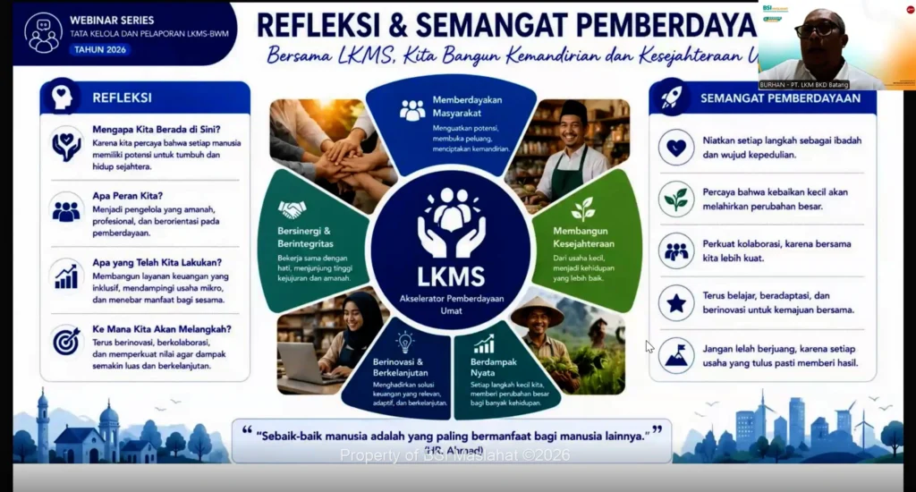 BSI Maslahat Perkuat Peran LKMS-BWM melalui Webinar Pemberdayaan untuk Mendorong Inklusi Keuangan