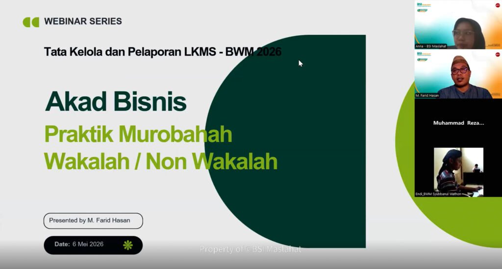 BSI Maslahat Dorong Penguatan Operasional LKMS-BWM Melalui Webinar Akad Syariah